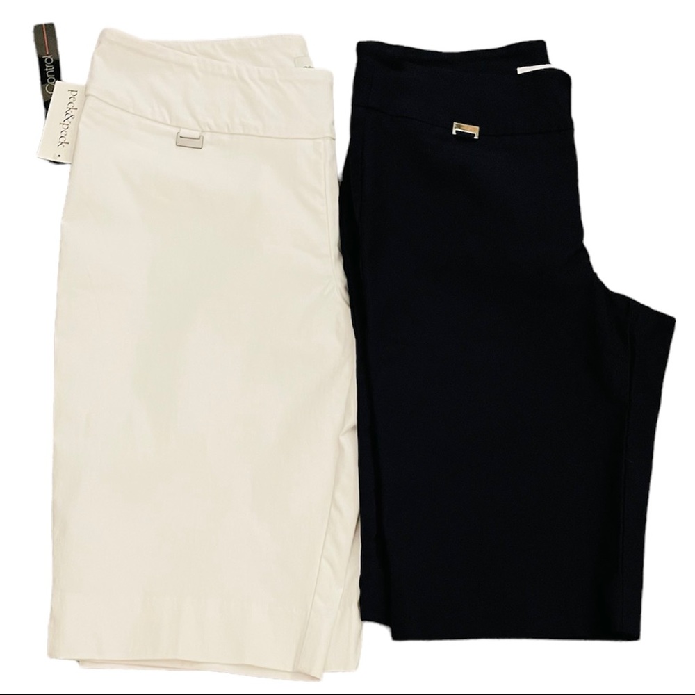 peck&peck 2 For 1 Women’s Dress Shorts in Black and White Size 14